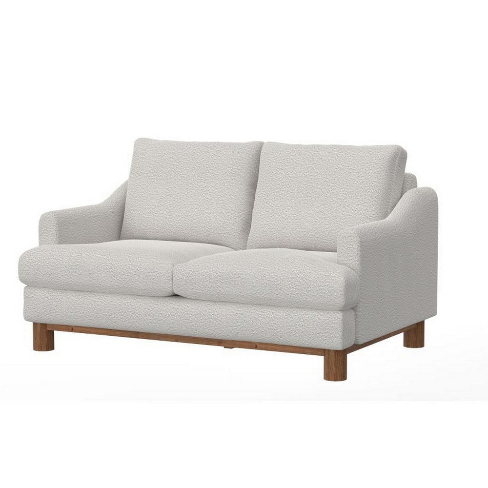 Olum Loveseat 2 Throw Pillows Modern 60 Inch Light Cream Polyester