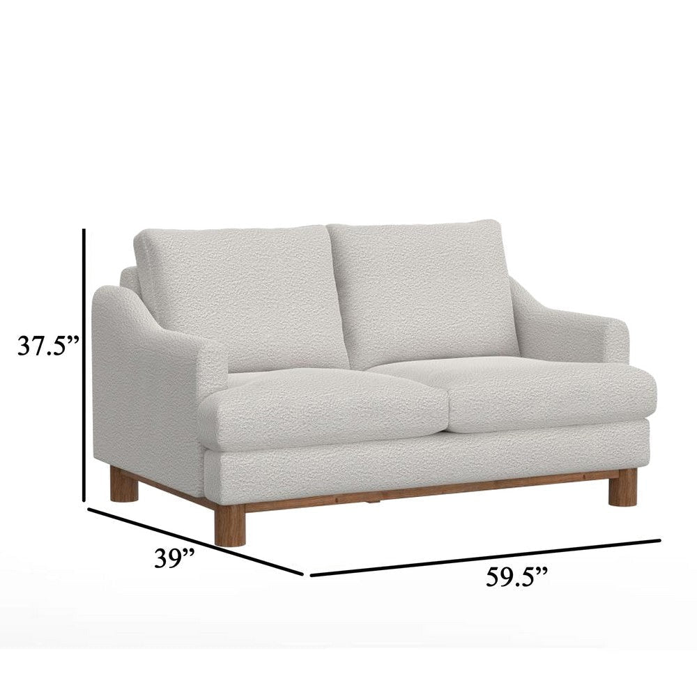 Olum Loveseat 2 Throw Pillows Modern 60 Inch Light Cream Polyester