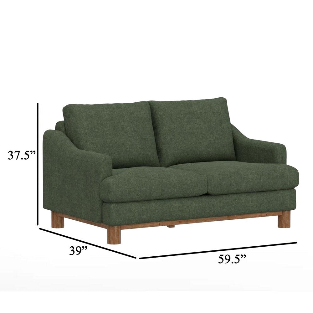 Olum Loveseat 2 Throw Pillows Modern 60 Inch Olive Green Polyester