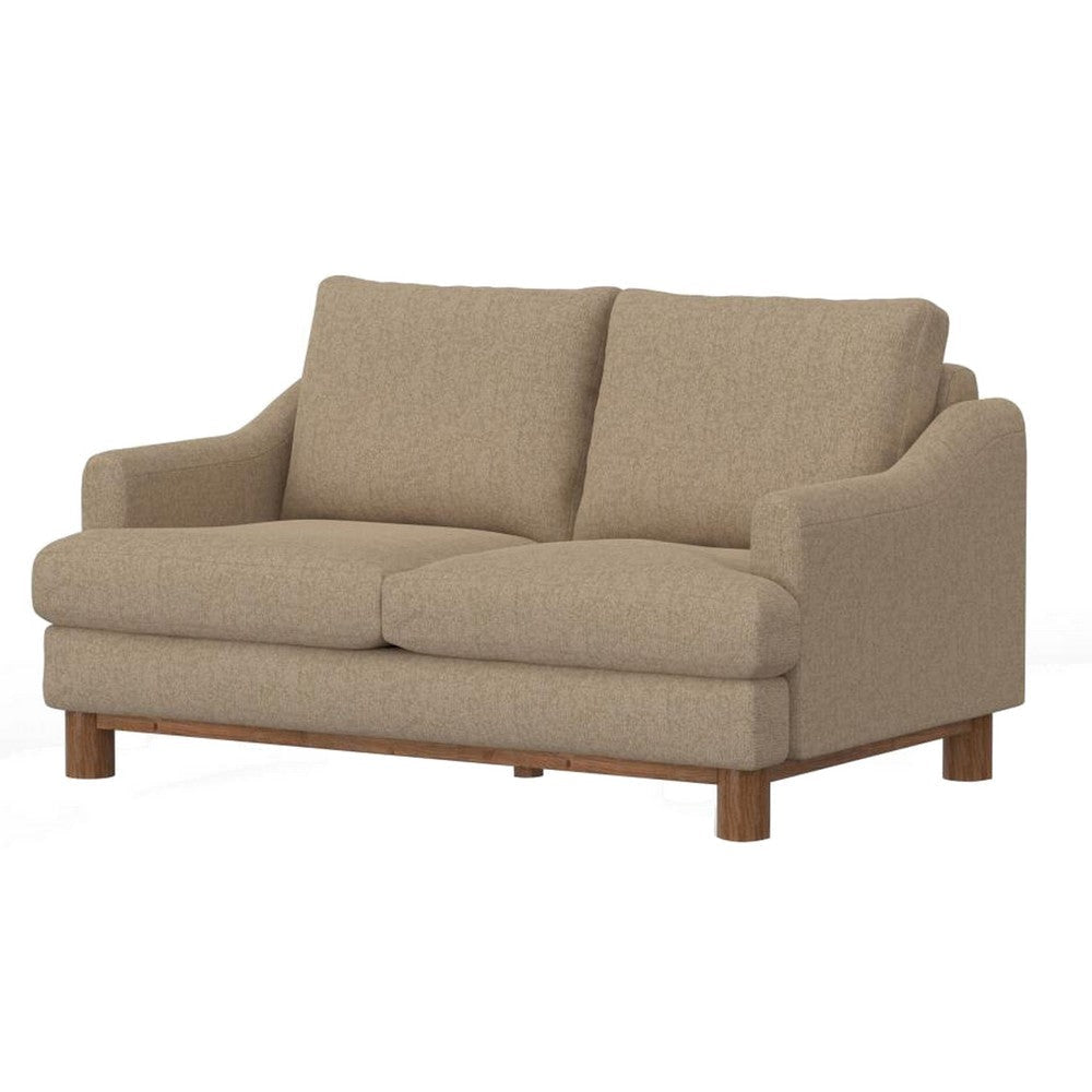 Olum Loveseat 2 Throw Pillows Modern 60 Inch Camel Brown Polyester