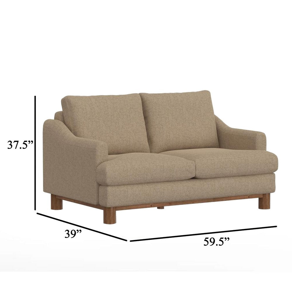 Olum Loveseat 2 Throw Pillows Modern 60 Inch Camel Brown Polyester