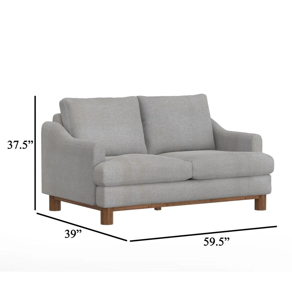 Olum Loveseat 2 Throw Pillows Modern 60 Inch Oyster Beige Polyester