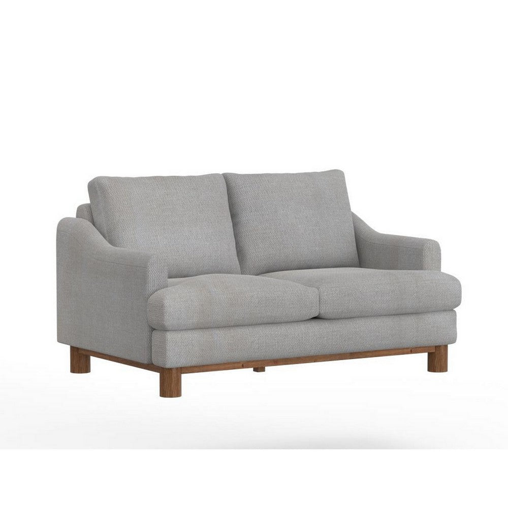 Olum Loveseat, 2 Throw Pillows, Modern 60 Inch, Oyster Beige Polyester