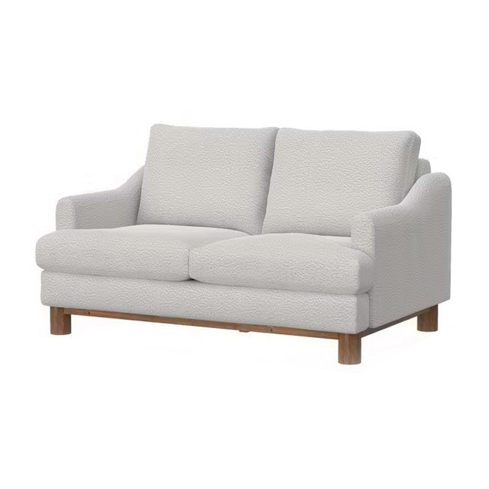Olum Loveseat 2 Throw Pillows Modern 60 Inch Mink White Polyester