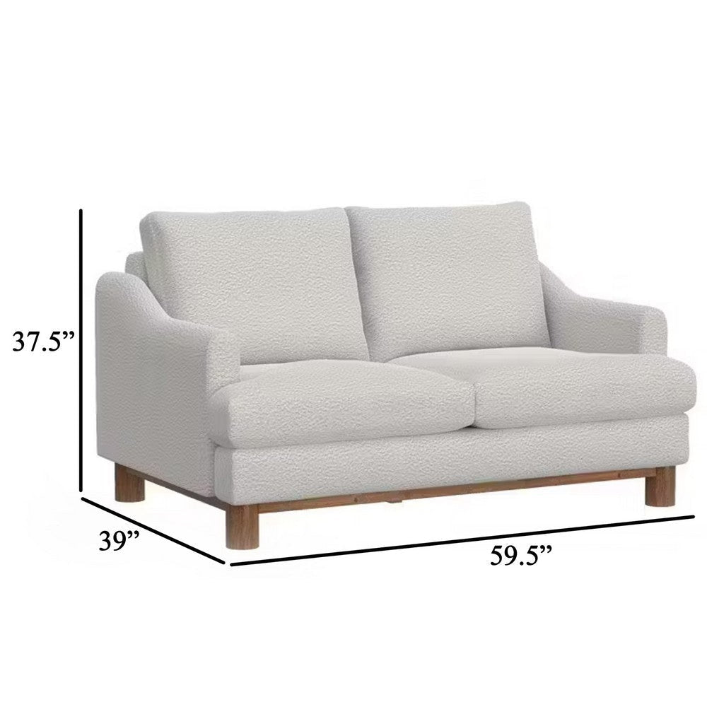 Olum Loveseat 2 Throw Pillows Modern 60 Inch Mink White Polyester