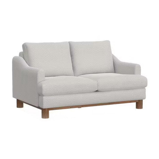 Olum Loveseat, 2 Throw Pillows, Modern 60 Inch, Mink White Polyester