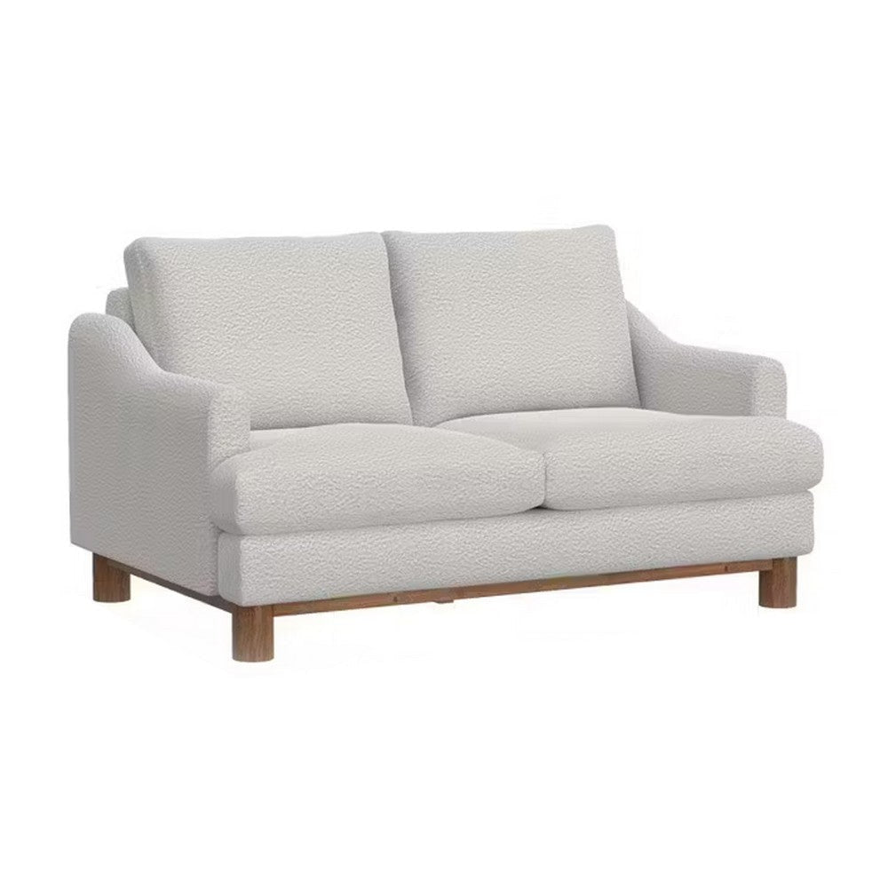Olum Loveseat, 2 Throw Pillows, Modern 60 Inch, Mink White Polyester