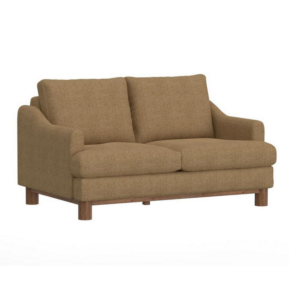 Olum Loveseat, 2 Pillows, Modern 60 Inch Cappuccino Brown Polyester