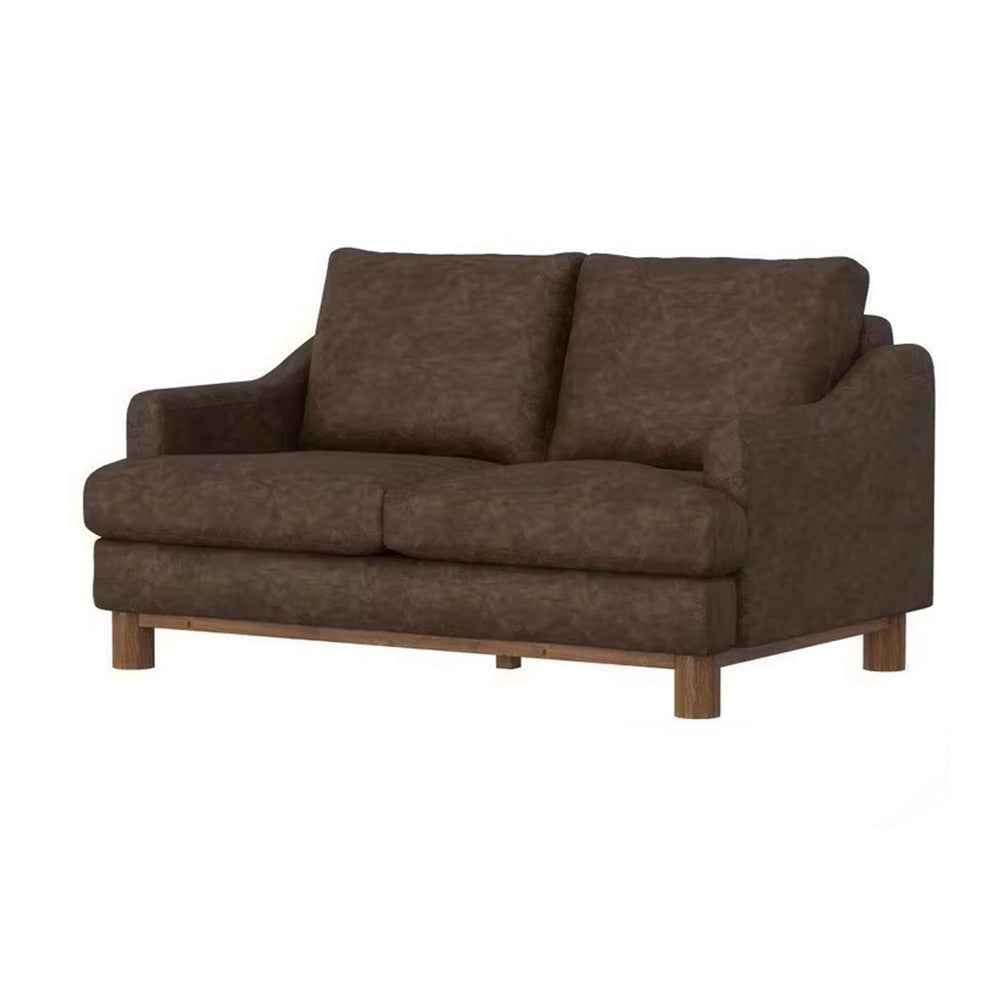 Olum Loveseat 2 Throw Pillows Modern 60 Inch Dark Brown Faux Leather