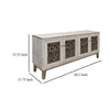 Livvy Console Cabinet 4 Metal Pattern Glass Doors Ivory White 69 Inch BM331236