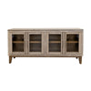 Livvy Console Cabinet 4 Glass Doors Ivory White Poplar Wood 69 Inch BM331237