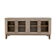 Livvy Console Cabinet 4 Glass Doors Ivory White Poplar Wood 69 Inch BM331237