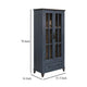 Rozy Accent Cabinet 2 Glass Doors Deep Blue Solid Pine Wood 70 Inch BM331238