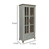 Rozy Accent Cabinet 2 Glass Doors Sage Green Solid Pine Wood 70 Inch