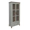 Rozy Accent Cabinet, 2 Glass Doors, Sage Green Solid Pine Wood 70 Inch