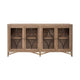 Rien Sideboard Console, 4 Glass Doors, Wire Brushed Brown Wood 80 Inch