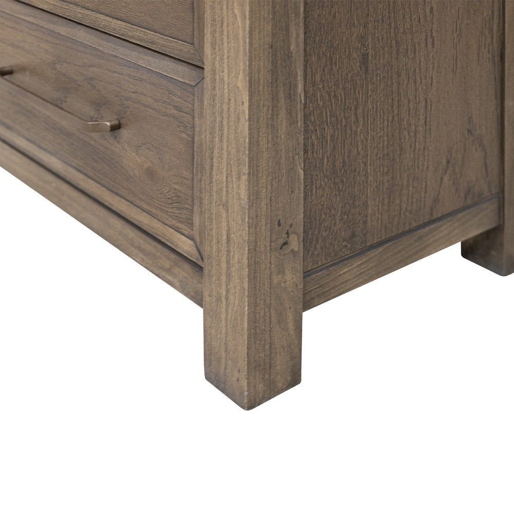 Loe Bookcase with 3 Drawers and Shelves Brown Oak Poplar Wood 72 Inch BM331241