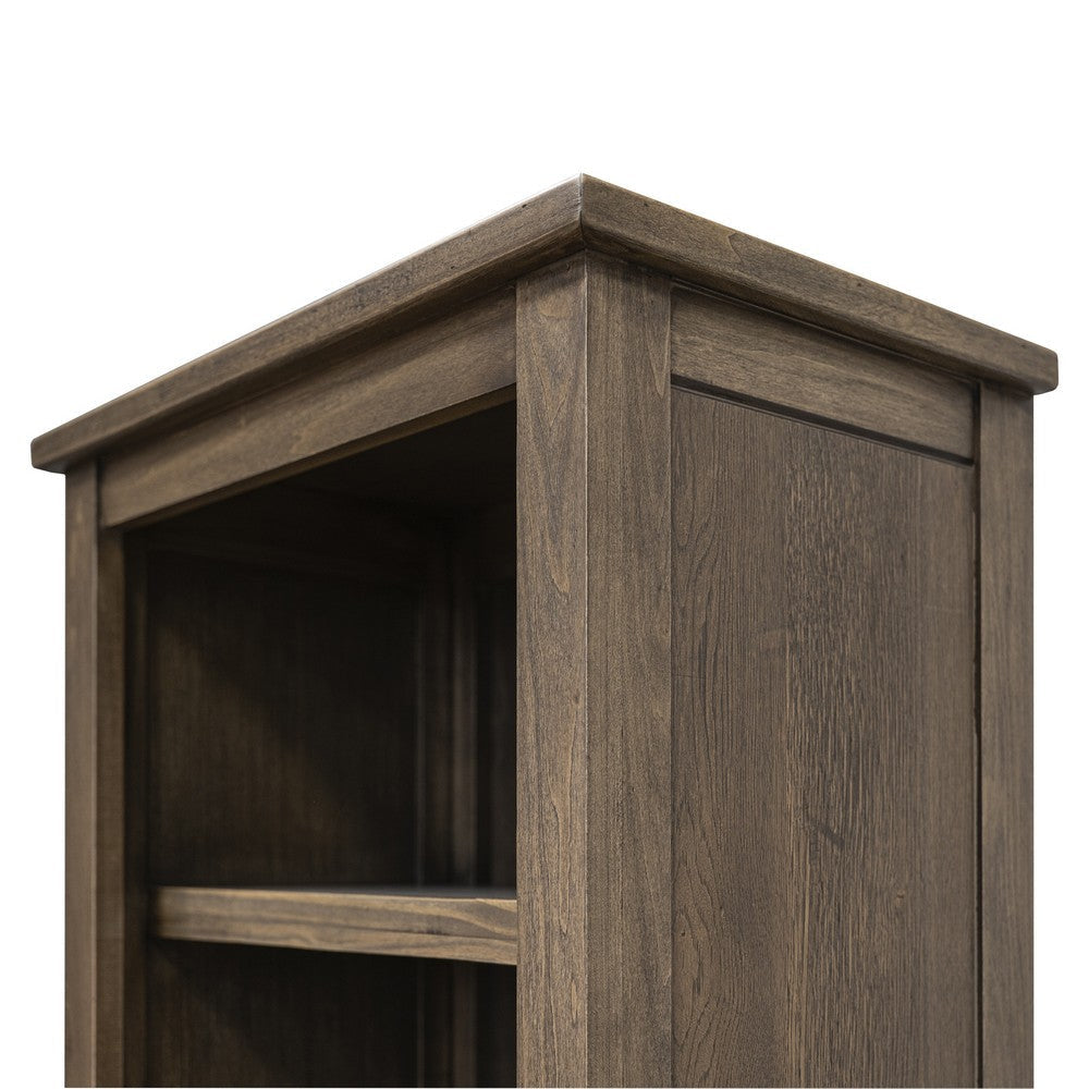 Loe Bookcase with 3 Drawers and Shelves Brown Oak Poplar Wood 72 Inch BM331241