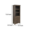 Loe Bookcase with 3 Drawers and Shelves Brown Oak Poplar Wood 72 Inch BM331241
