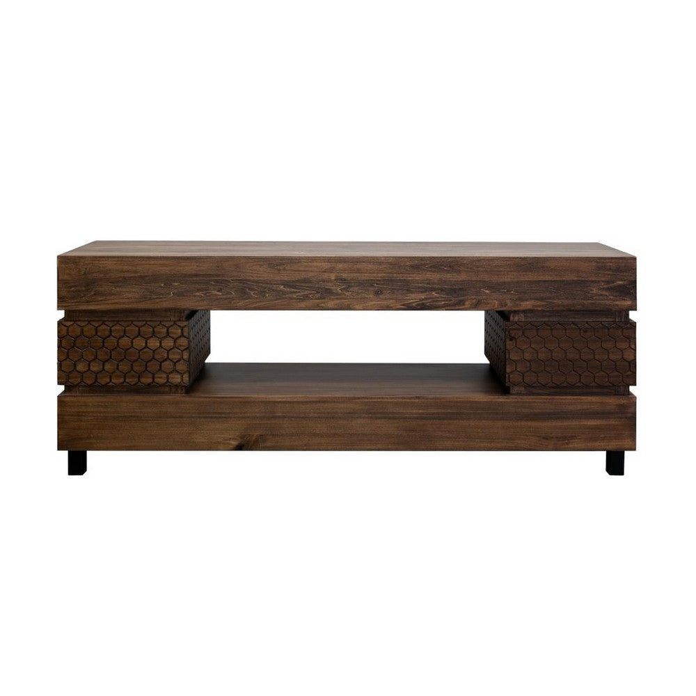 Orry TV Stand Media Cabinet 2 Doors Brown Solid Poplar Wood 79 Inch BM331250