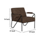 Levy Armchair with Black Metal Base Wood Dark Brown Faux Leather BM331254