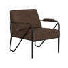 Levy Armchair with Black Metal Base, Wood, Dark Brown Faux Leather