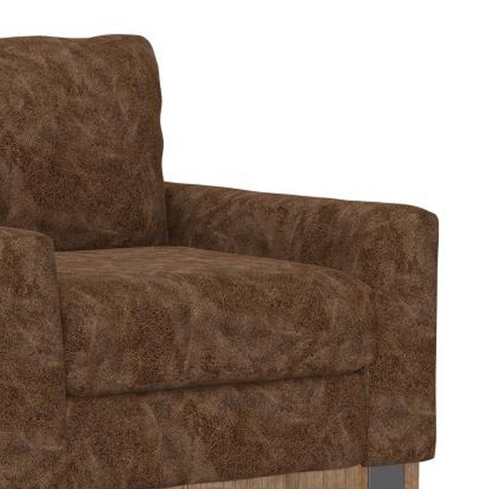 Dome Sofa Side Armchair 1 Accent Pillow Dark Brown Faux Leather