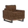Dome Sofa Side Armchair, 1 Accent Pillow, Dark Brown Faux Leather