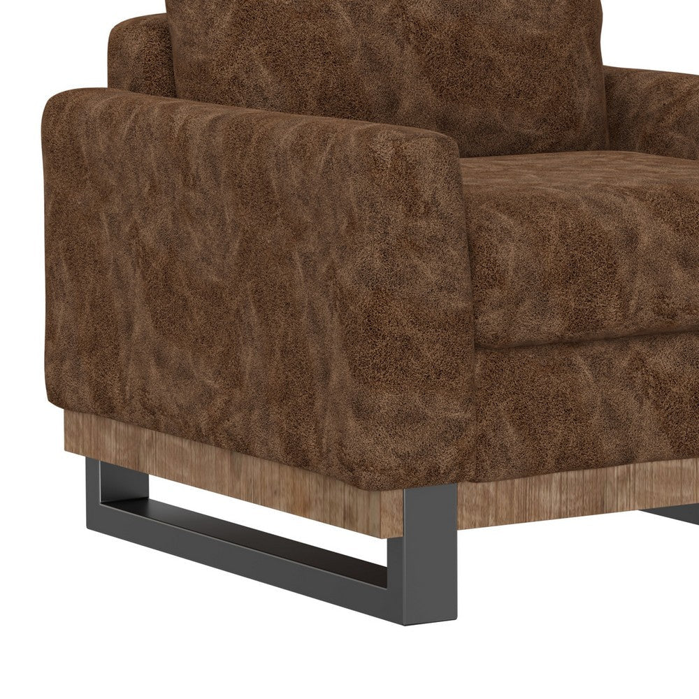 Dome Sofa Side Armchair 1 Accent Pillow Dark Brown Faux Leather