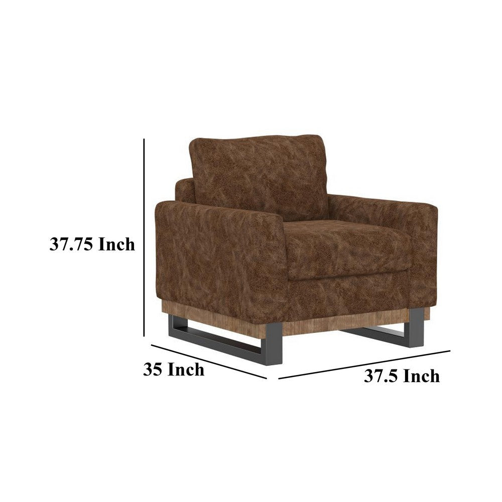 Dome Sofa Side Armchair 1 Accent Pillow Dark Brown Faux Leather