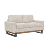 Dome Loveseat, 2 Accent Pillows, Pine Wood, Gray Faux Leather 63 Inch