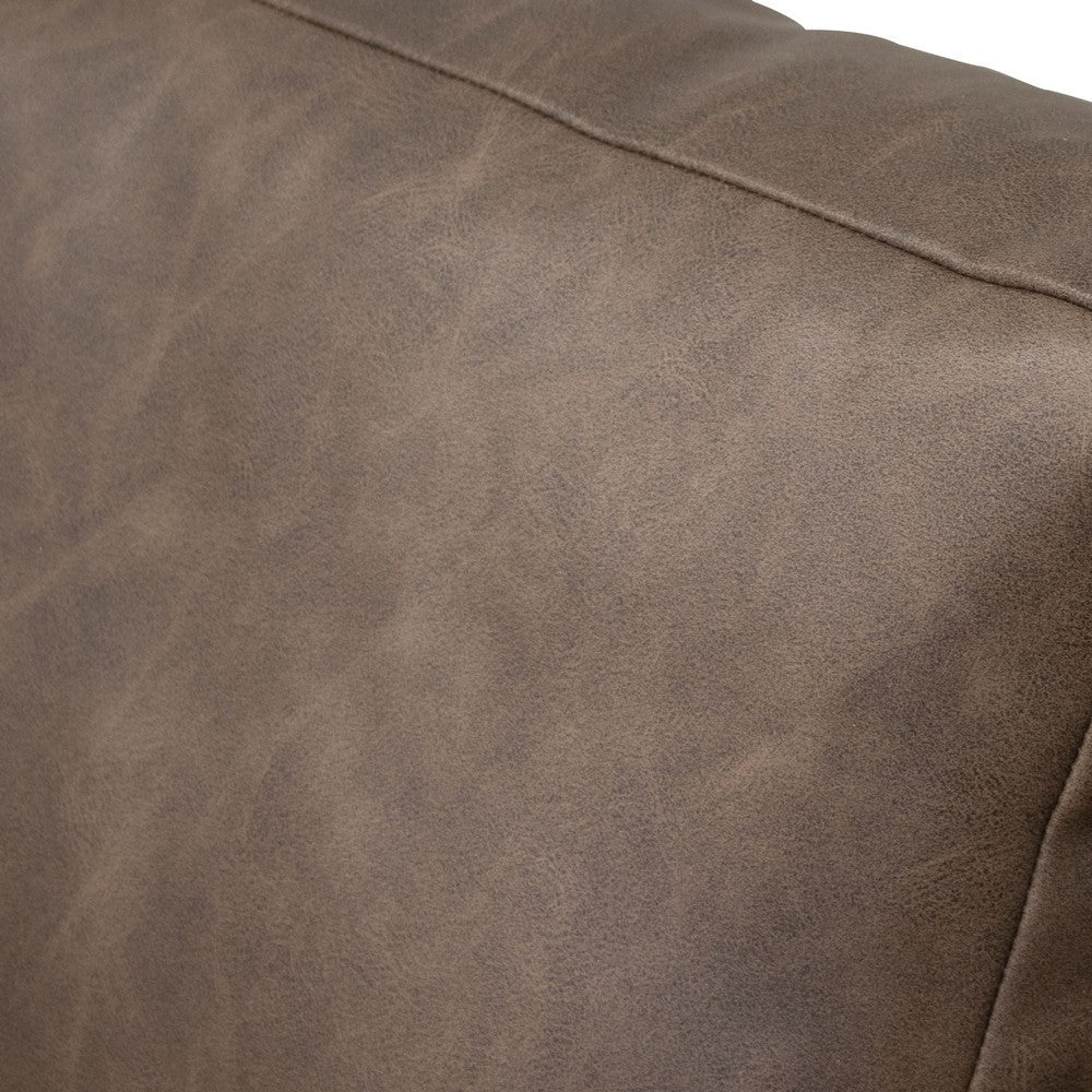 Dome Loveseat 2 Accent Pillows Pine Wood Brown Faux Leather 63 Inch
