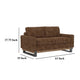 Dome Loveseat 2 Accent Pillows Pine Wood Brown Faux Leather 63 Inch