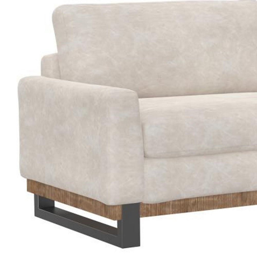 Dome Sofa with 2 Accent Pillow Pine Wood Gray Faux Leather 89 Inch