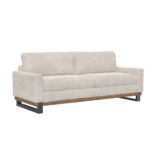 Dome Sofa with 2 Accent Pillow, Pine Wood, Gray Faux Leather 89 Inch