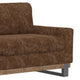 Dome Sofa with 2 Accent Pillows Pine Wood Brown Faux Leather 89 Inch