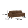 Dome Sofa with 2 Accent Pillows Pine Wood Brown Faux Leather 89 Inch