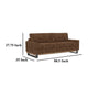 Dome Sofa with 2 Accent Pillows Pine Wood Brown Faux Leather 89 Inch