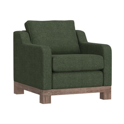 Sama Accent Armchair, Throw Pillow, Pine Wood, Olive Green Polyester
