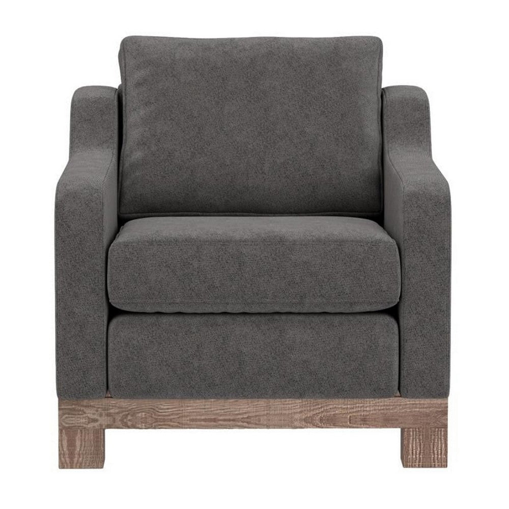 Sama Accent Armchair 1 Throw Pillow Pine Wood Frame Gray Polyester