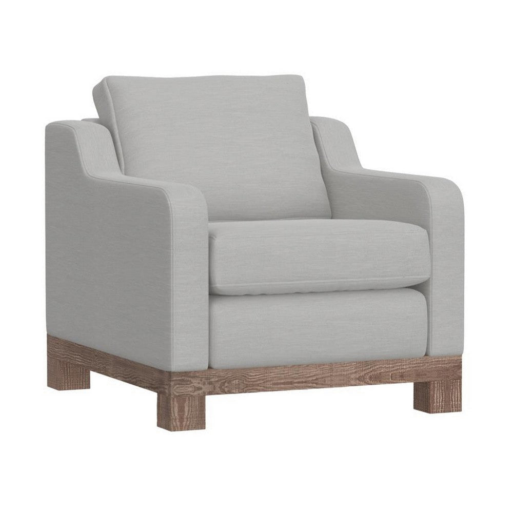 Sama Accent Armchair, 1 Throw Pillow, Pine Wood, Ecru Beige Polyester