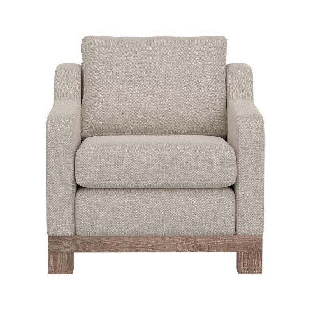 Sama Accent Armchair Throw Pillow Pine Wood Frame Beige Polyester