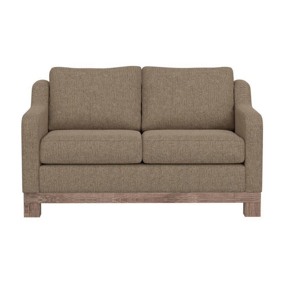 Sama 2 Cushion Loveseat, 2 Accent Pillows, Brown Polyester 60 Inch