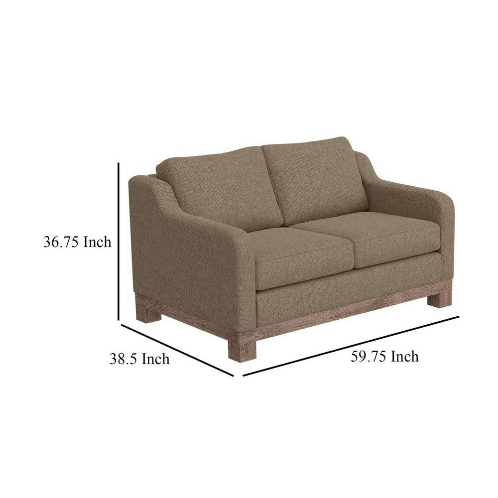 Sama 2 Cushion Loveseat 2 Accent Pillows Brown Polyester 60 Inch