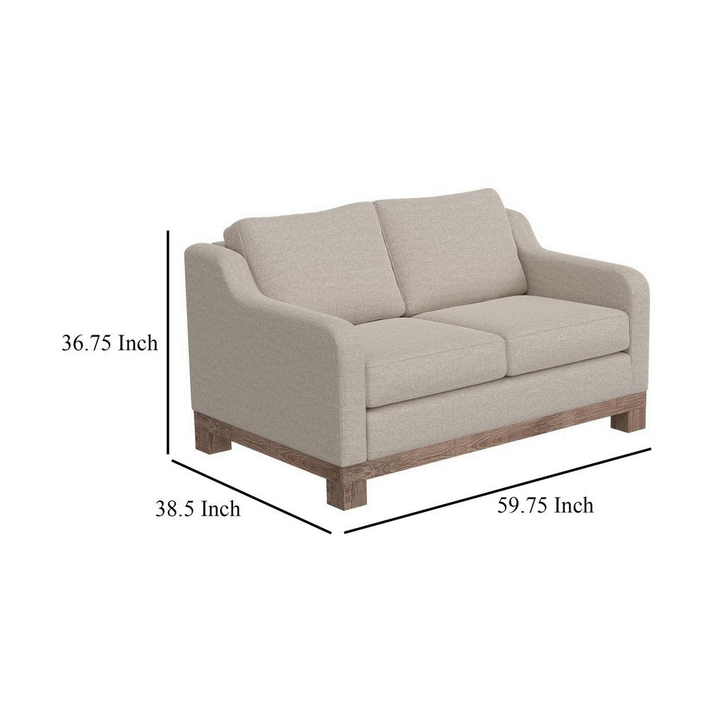 Sama 2 Cushion Loveseat 2 Accent Pillows Beige Polyester 60 Inch