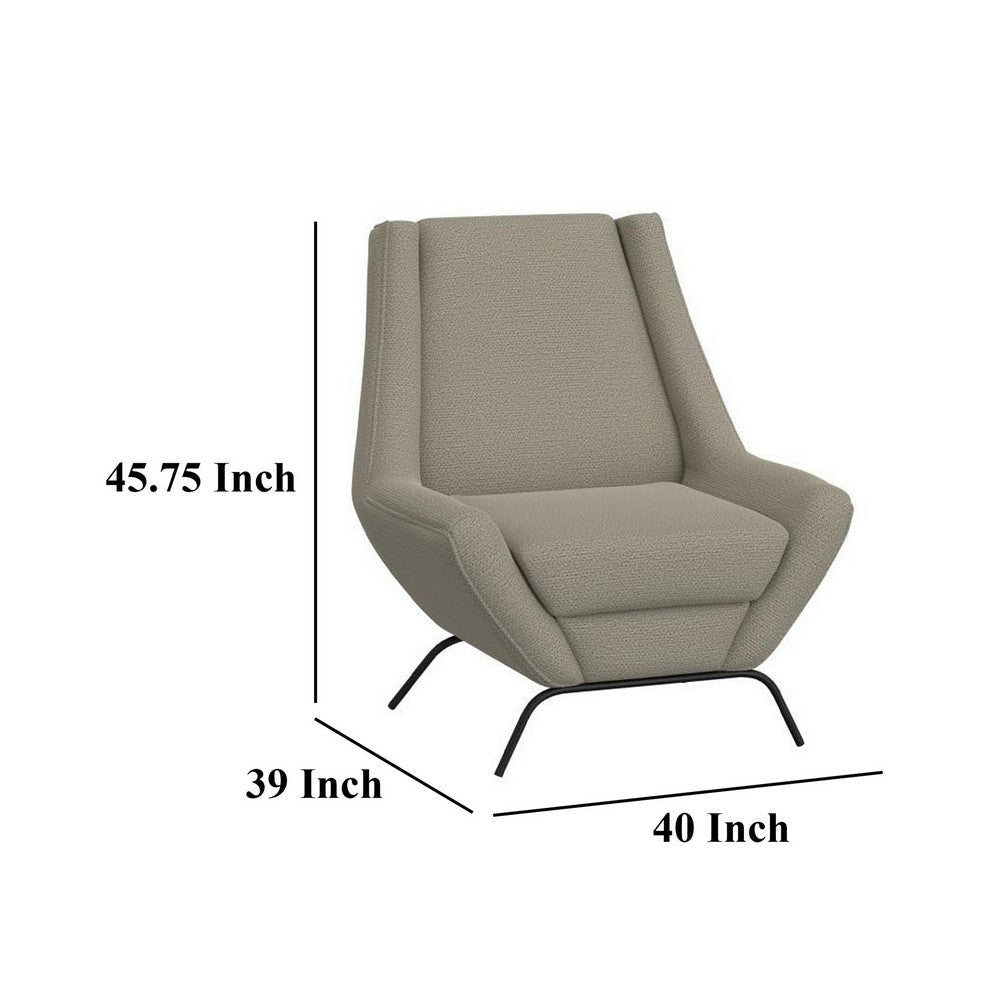 Tyna Accent Armchair 2 Bolster Pillows Black Almond Gray Polyester BM331275