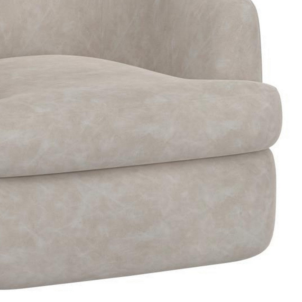 Lessy Swivel Armchair Ivory White Faux Leather Curved Modern Design