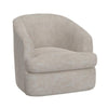 Lessy Swivel Armchair, Ivory White Faux Leather, Curved Modern Design