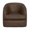 Lessy Swivel Armchair Dark Brown Faux Leather Curved Modern Design