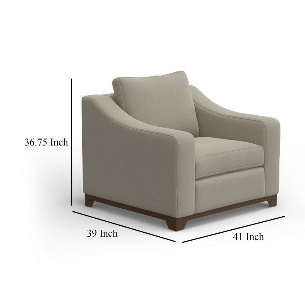 Umey Accent Sofa Armchair 1 Throw Pillow Modern Beige Polyester